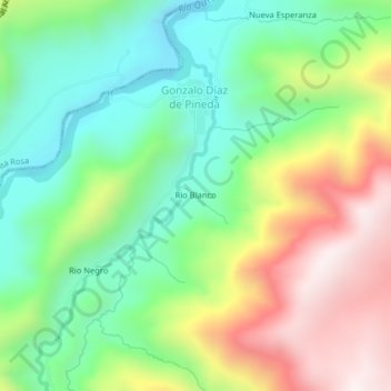 Mappa topografica Rio Blanco, altitudine, rilievo