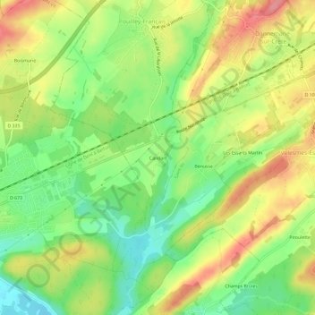 Mappa topografica Candart, altitudine, rilievo