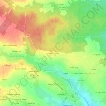 Mappa topografica Les Petites Forges, altitudine, rilievo