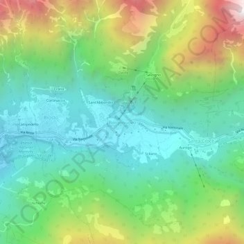 Mappa topografica Borgonuovo, altitudine, rilievo
