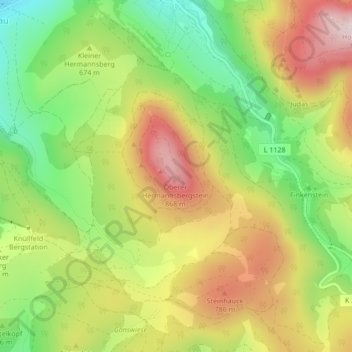 Mappa topografica Großer Hermannsberg, altitudine, rilievo