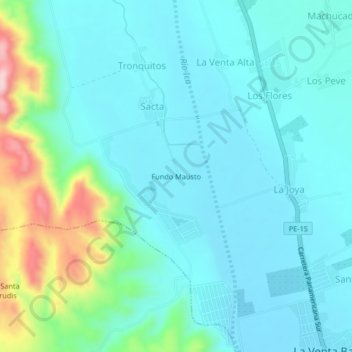 Mappa topografica Fundo Mausto, altitudine, rilievo