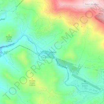 Mappa topografica Elk Valley, altitudine, rilievo