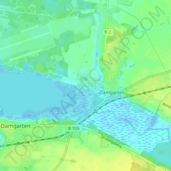 Mappa topografica Pütnitz, altitudine, rilievo
