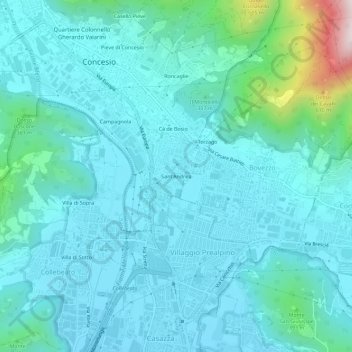 Mappa topografica Sant'Andrea, altitudine, rilievo
