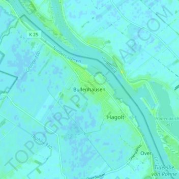 Mappa topografica Bullenhausen, altitudine, rilievo