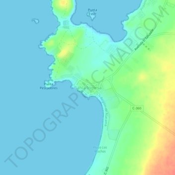 Mappa topografica Bahía Inglesa, altitudine, rilievo