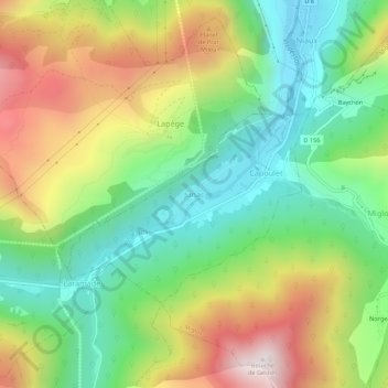 Mappa topografica Junac, altitudine, rilievo