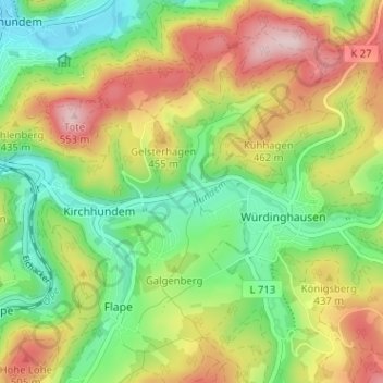 Mappa topografica Herrntrop, altitudine, rilievo