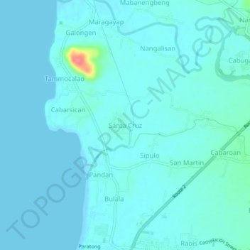 Mappa topografica Santa Cruz, altitudine, rilievo