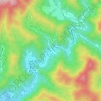 Mappa topografica Big Cove, altitudine, rilievo