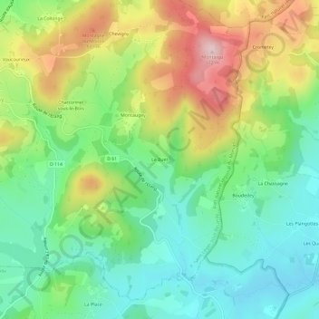 Mappa topografica Le Buet, altitudine, rilievo