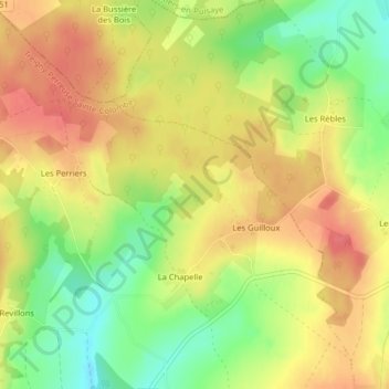Mappa topografica La Garenne, altitudine, rilievo