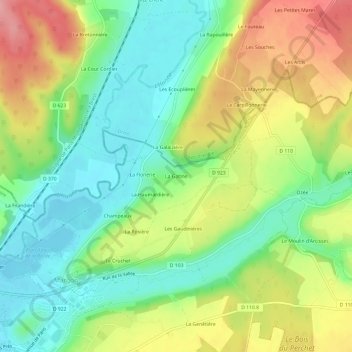 Mappa topografica La Gatine, altitudine, rilievo