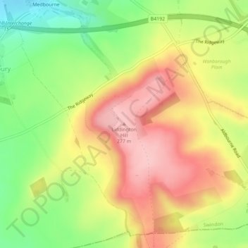 Mappa topografica Liddington Hill, altitudine, rilievo