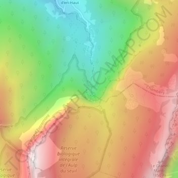 Mappa topografica Cirque de Saint-Même, altitudine, rilievo