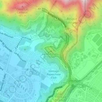 Mappa topografica Cerro Polanco, altitudine, rilievo