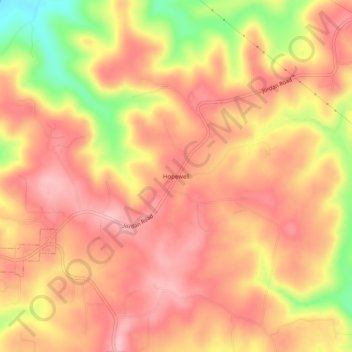Mappa topografica Hopewell, altitudine, rilievo