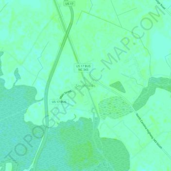 Mappa topografica South Mills, altitudine, rilievo