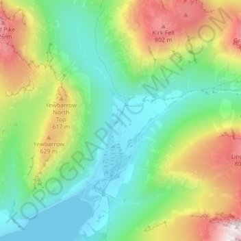 Mappa topografica Wasdale Head, altitudine, rilievo