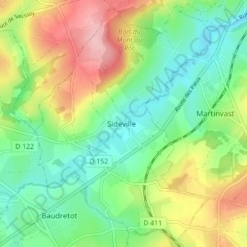 Mappa topografica Village de l'Église, altitudine, rilievo