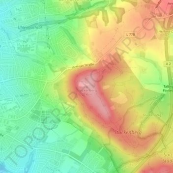 Mappa topografica Stuckenberg, altitudine, rilievo
