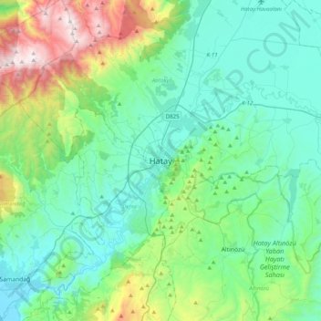 Mappa topografica Hatay, altitudine, rilievo