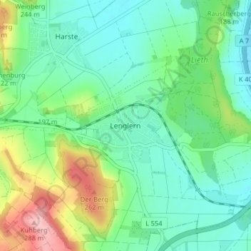 Mappa topografica Lenglern, altitudine, rilievo