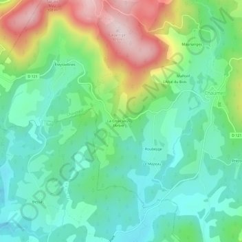 Mappa topografica Touvent, altitudine, rilievo