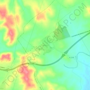 Mappa topografica Jédula, altitudine, rilievo