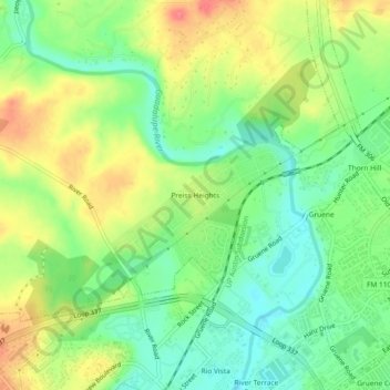 Mappa topografica Preiss Heights, altitudine, rilievo