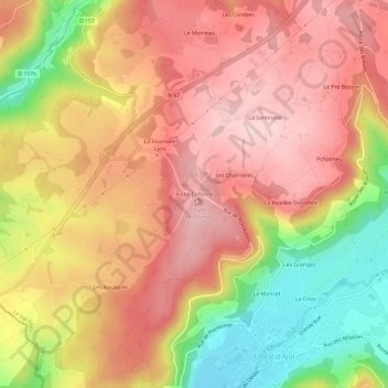 Mappa topografica Hôtel Enfoncé, altitudine, rilievo