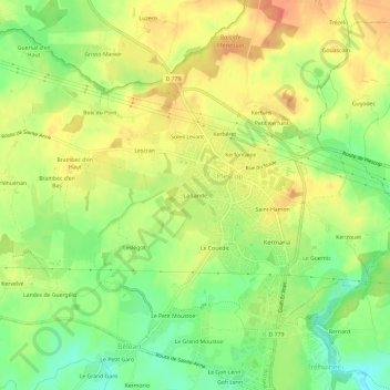 Mappa topografica La Lande, altitudine, rilievo