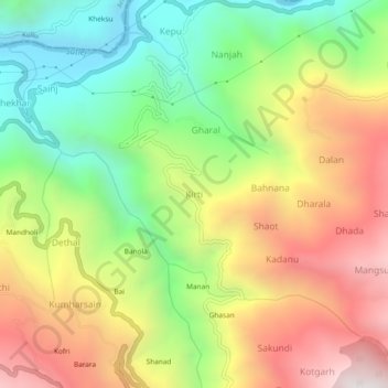 Mappa topografica Kirti, altitudine, rilievo