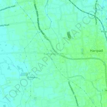 Mappa topografica Kumarapuram, altitudine, rilievo