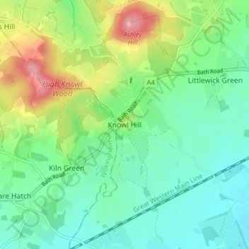 Mappa topografica Knowl Hill, altitudine, rilievo