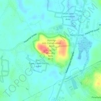 Mappa topografica Hunsley Hills, altitudine, rilievo