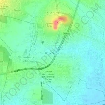 Mappa topografica Rajiv Nagar, altitudine, rilievo