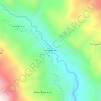 Mappa topografica Alto Yurinaki, altitudine, rilievo