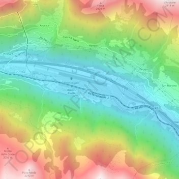 Mappa topografica Ambrì, altitudine, rilievo