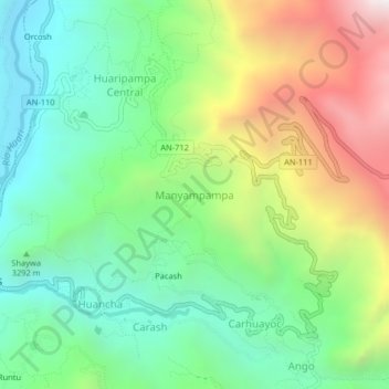 Mappa topografica Manyampampa, altitudine, rilievo