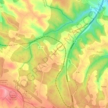 Mappa topografica Le Pech, altitudine, rilievo