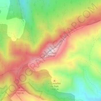 Mappa topografica el Turmell, altitudine, rilievo