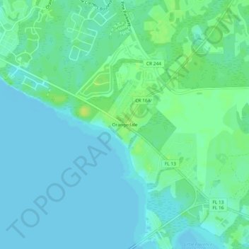 Mappa topografica Orangedale, altitudine, rilievo
