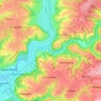 Mappa topografica Kreuznaaf, altitudine, rilievo