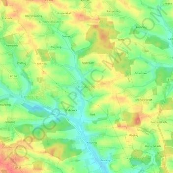 Mappa topografica Hofstarring, altitudine, rilievo