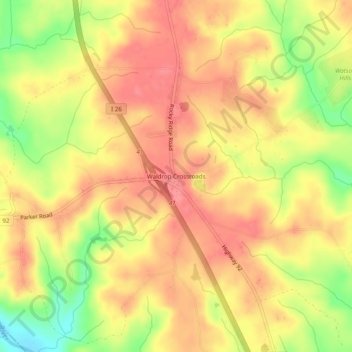 Mappa topografica Waldrop Crossroads, altitudine, rilievo
