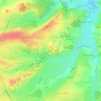 Mappa topografica Corée, altitudine, rilievo