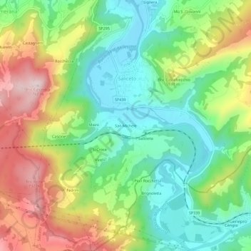 Mappa topografica San Michele, altitudine, rilievo