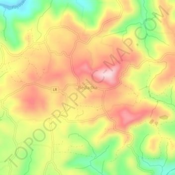 Mappa topografica Bedadka, altitudine, rilievo